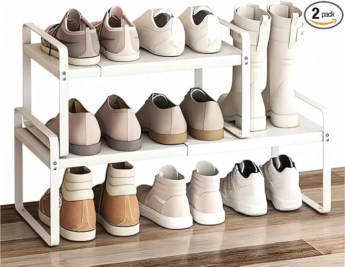 Expandable 1-Tier Metal Shoe Rack (H