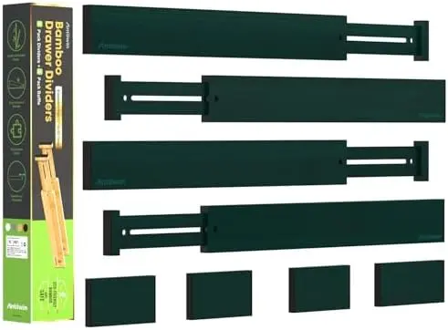 Expandable Bamboo Drawer Dividers, Fits 17.6-21.6" Drawers