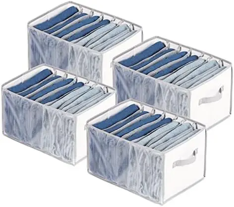 Extra Large Jeans Drawer Organizers for Clothing, 7 Grids, 4 Pack