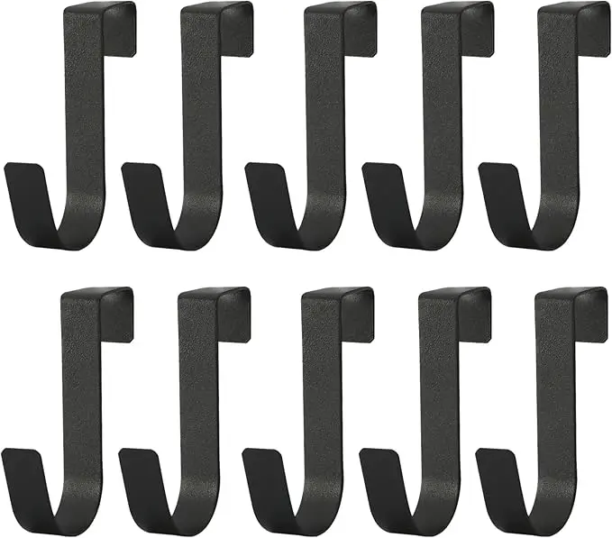 eywlwaar Over The Cabinet Door Single Hooks 10 Pack (10P-Black)