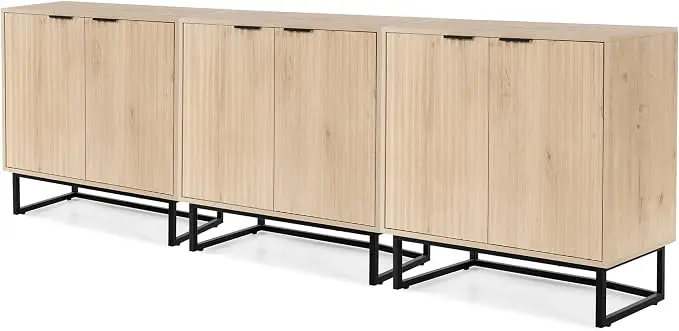 EYYTHUNG Fluted Cabinets with Storage Set of 3, Sideboard Buffet Cabinet with
