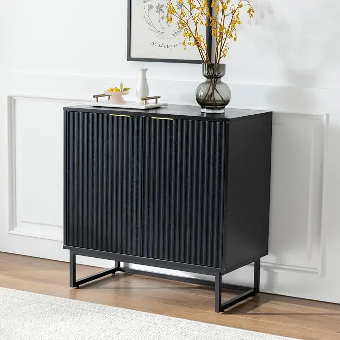 EYYTHUNG Fluted Storage Cabinet Sideboard Buffet Cabinet, Modern Accent Cabinets