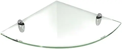 Fab Glass and Mirror Corner Glass Shelf, 12" x 12", Clear