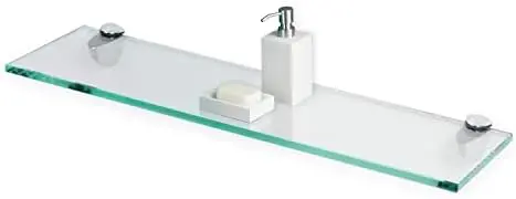 Fab Glass and Mirror Rectangle Glass Shelf, 10" X 18", Clear