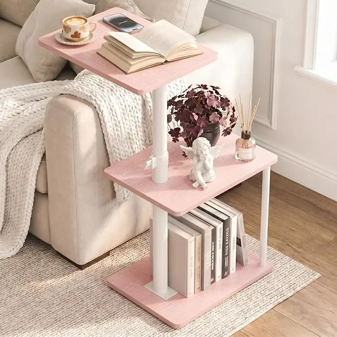 Faesun Swivel Side Table for Couch Arm, Adjustable C End Table for Recliner or