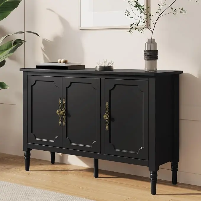 FansaFurn 3-Door Cabinet with Adjustable Shelves, Accent Sideboard with Turned