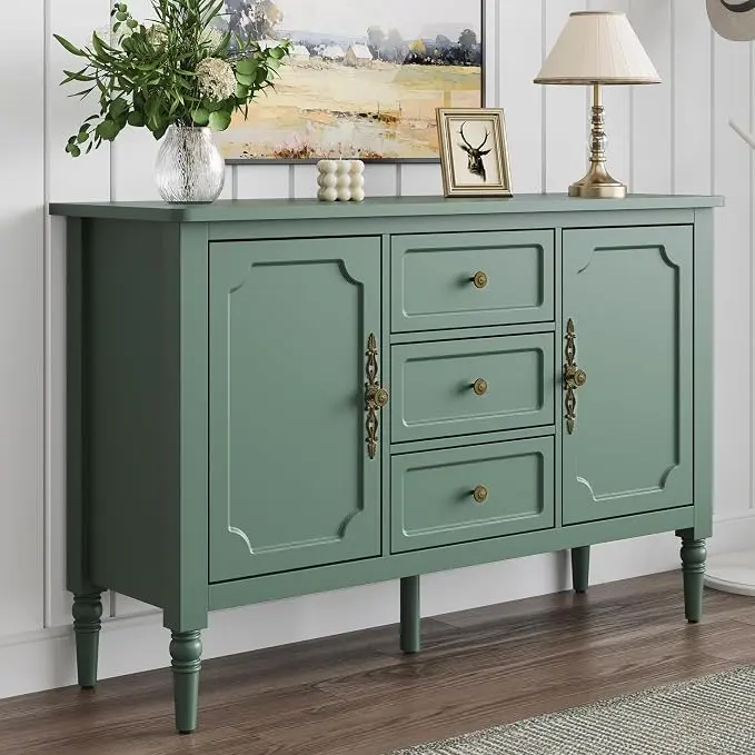 FansaFurn Green Storage Cabinet, Mid-Century Buffet Cabinet