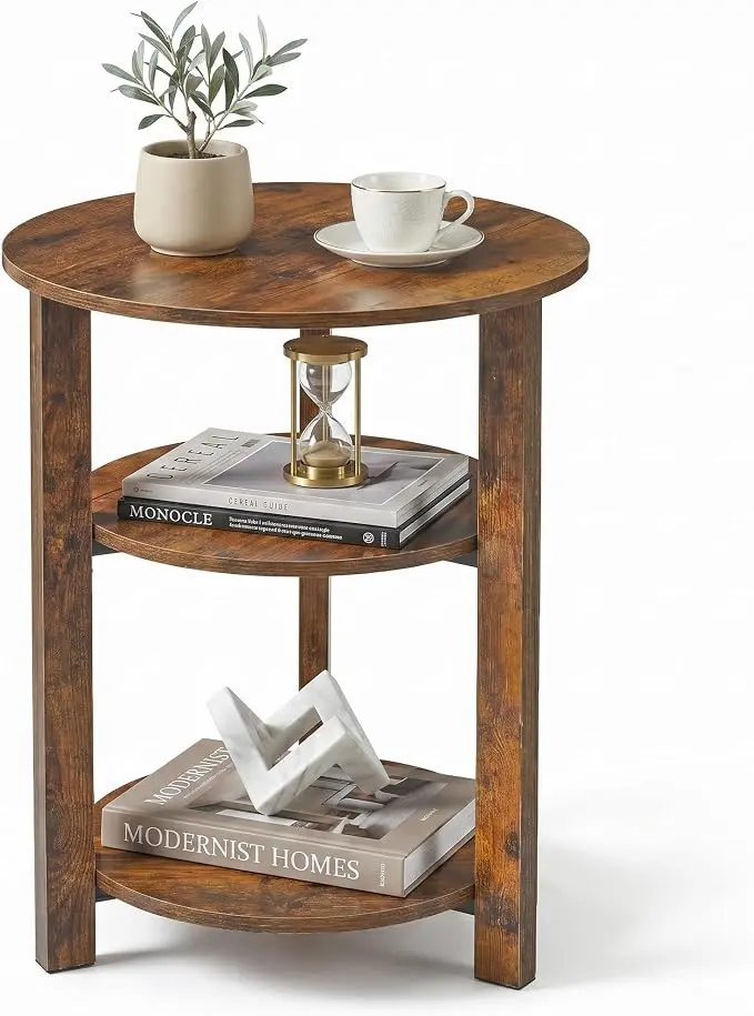 Farmhouse 3-Tier Round Side Table, 17.7*21.7inch End Table
