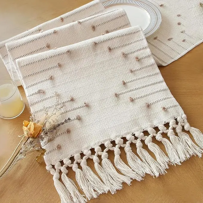 FEXIA Boho Table Runner with Tassels 72 Inches Long