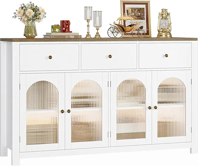 FINETONES Buffet Cabinet with Storage, 55.1" Large Sideboard Buffet Cabinet