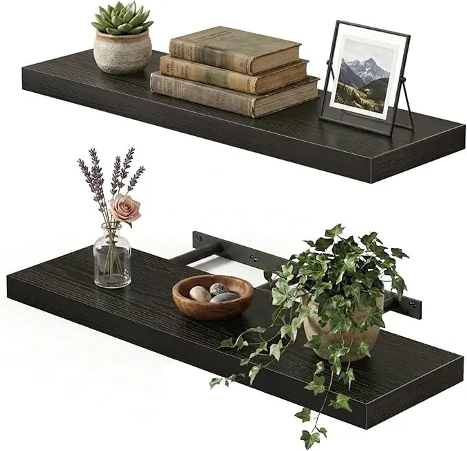Fixwal Black Floating Shelves for Wall, Bathroom and Kitchen, Wall Shelves for