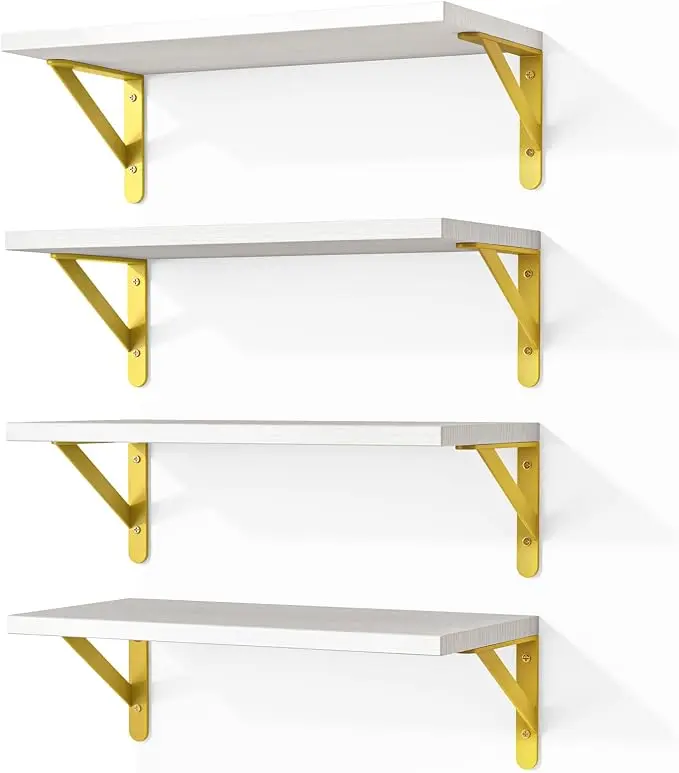 Fixwal White Shelves, Wood Wall Floating Mounted Shelves