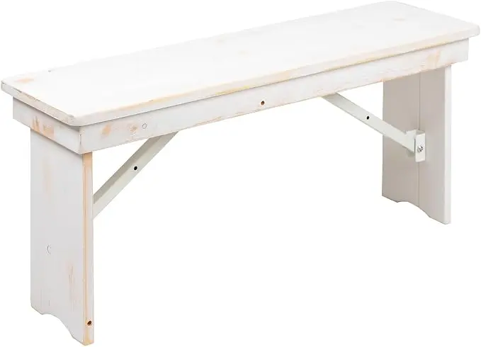 Flash Furniture HERCULES Series 40" x 12" Antique Rustic White Solid Pine