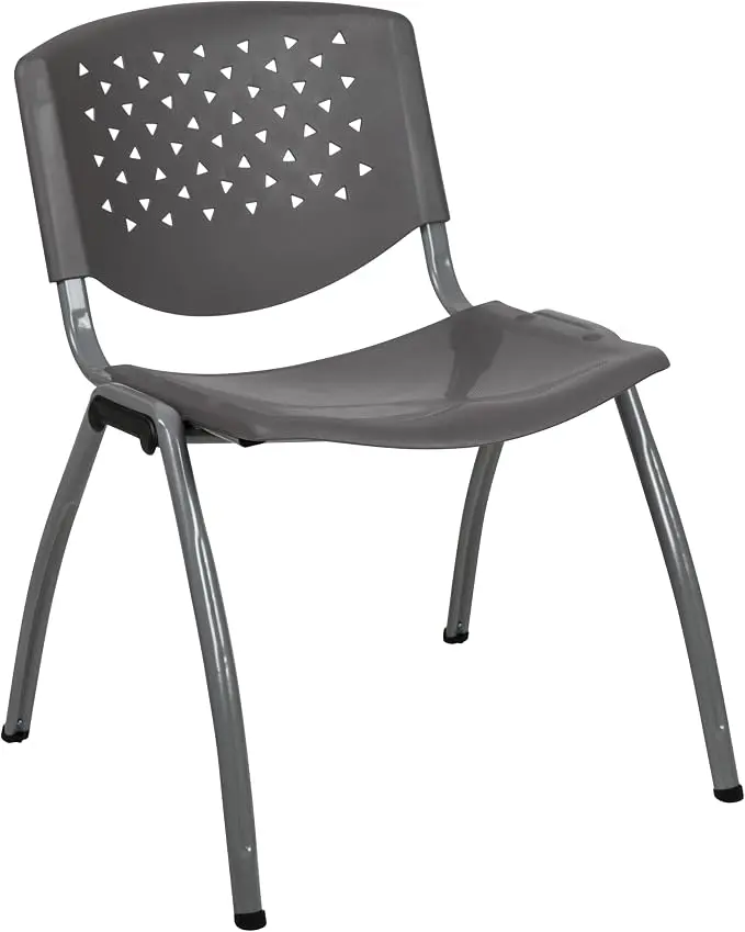 Flash Furniture HERCULES Series 880 lb. Capacity Gray Plastic Stack Chair