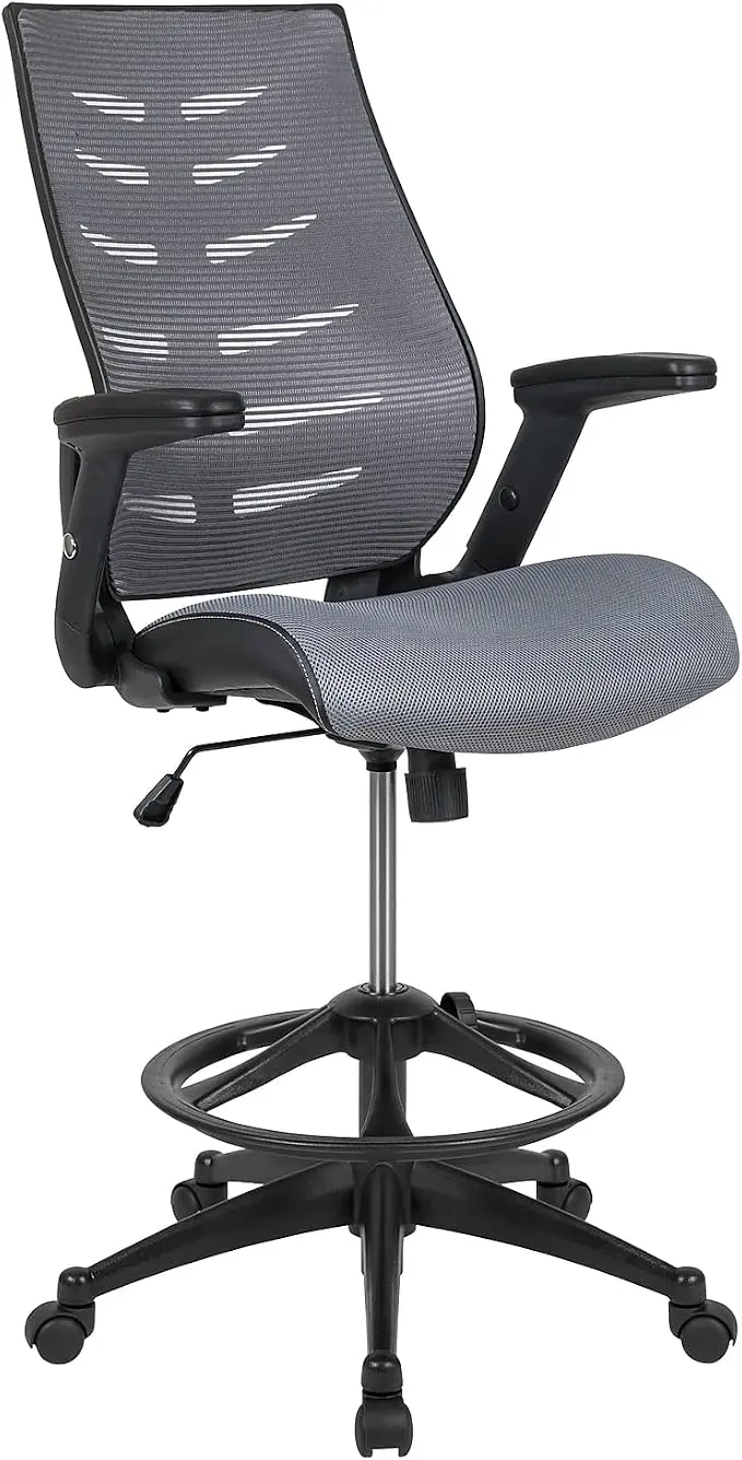 Flash Furniture Kale High Back Dark Gray Mesh Spine-Back Ergonomic Drafting