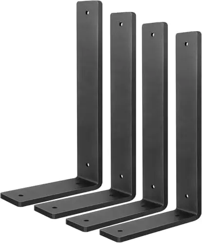 Floating Shelf Bracket 6 Inch, 4 Pack Heavy Duty Shelf Brackets, Black Wall Shelf Bracket for DIY Decorative with Mounting Hardware