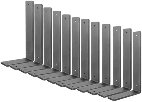 Floating Shelf Bracket 8 Inch, 12 Pack Heavy Duty Shelf Brackets, Black Wall Shelf Bracket for DIY Decorative with Mounting Hardware