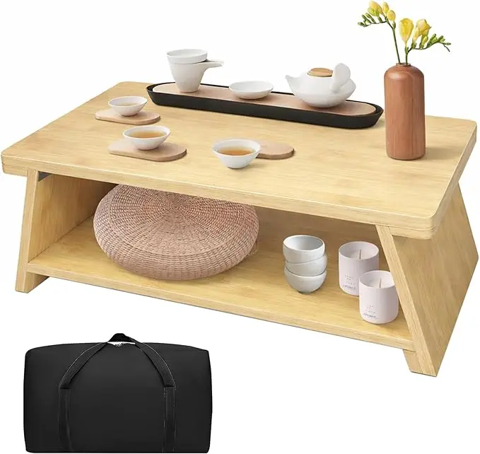 Floor Table, Altar Table Paulownia Folding Design, Low Meditation Table