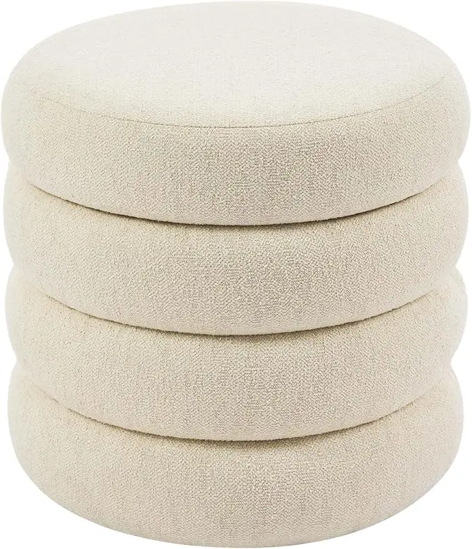 Flouki 19.5" Storage Ottoman Round, Vanity Stools
