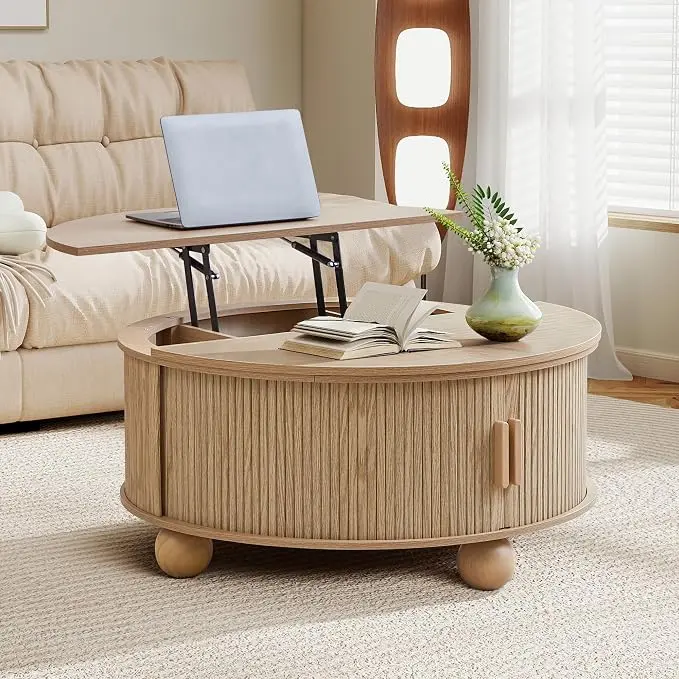 Fluted Round Lift Top Coffee Table