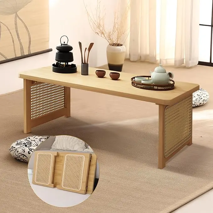 Foldable Japanese Floor Table Lightweight, No Assembly Required, Eco-Friendly