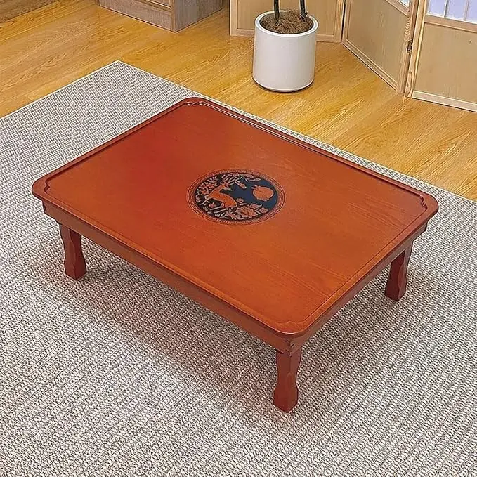 Folding Coffee Table, Japanese-Style Square Low Wood Table,