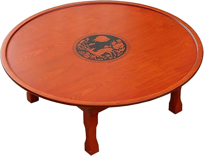 Folding Round Table, Korean Printing Dining Table/Coffee Table/Study Table/Low