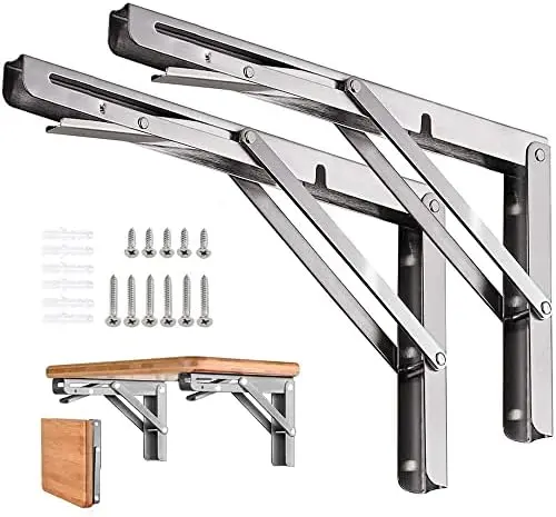 Folding Shelf Brackets Stainless Steel 16 inch 2 Pcs Max Load