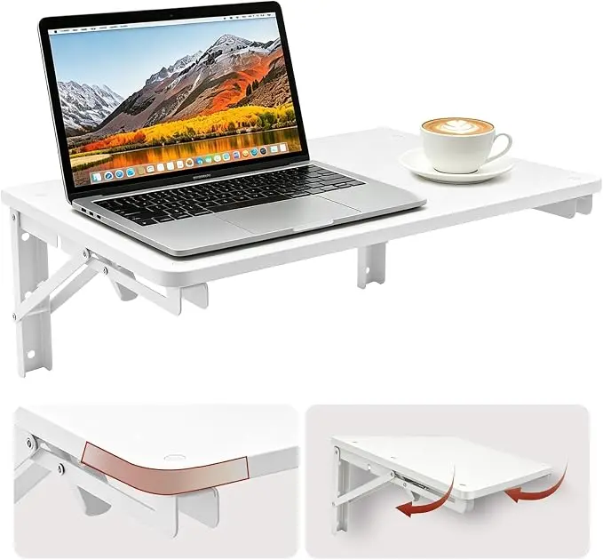 Folding Shelf Wall Mounted for Small Space, Home Office Floating Fold Down Desk