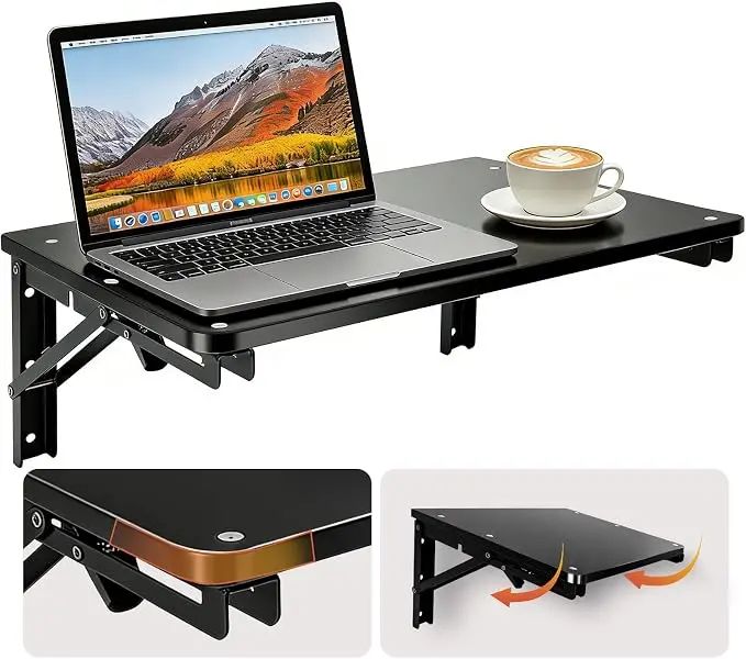 Folding Shelf Wall Mounted for Small Space, Home Office Floating Fold Down Desk
