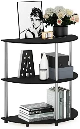 FRANS Toolless Half Round 3-Tier Entryway Table, Darkwood