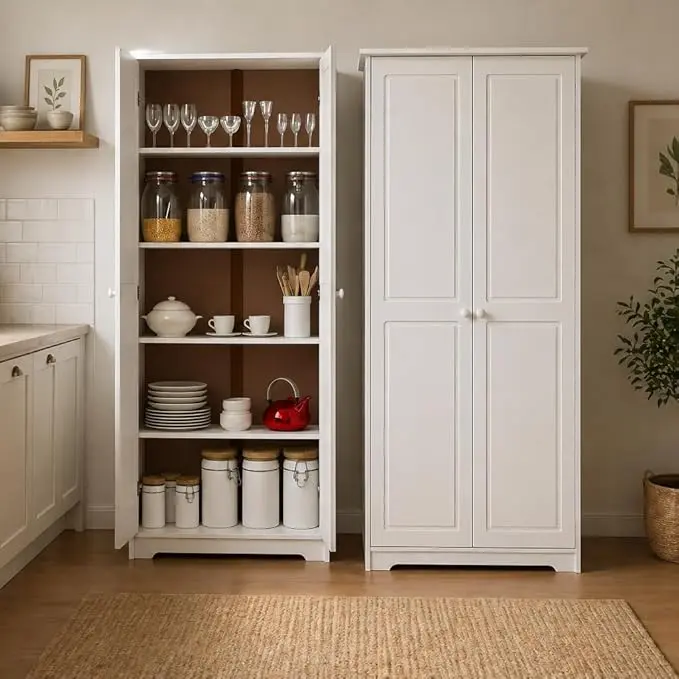 From the Tree Furniture Solid Pine Pantry Cabinet — 72" Tall White Kitchen