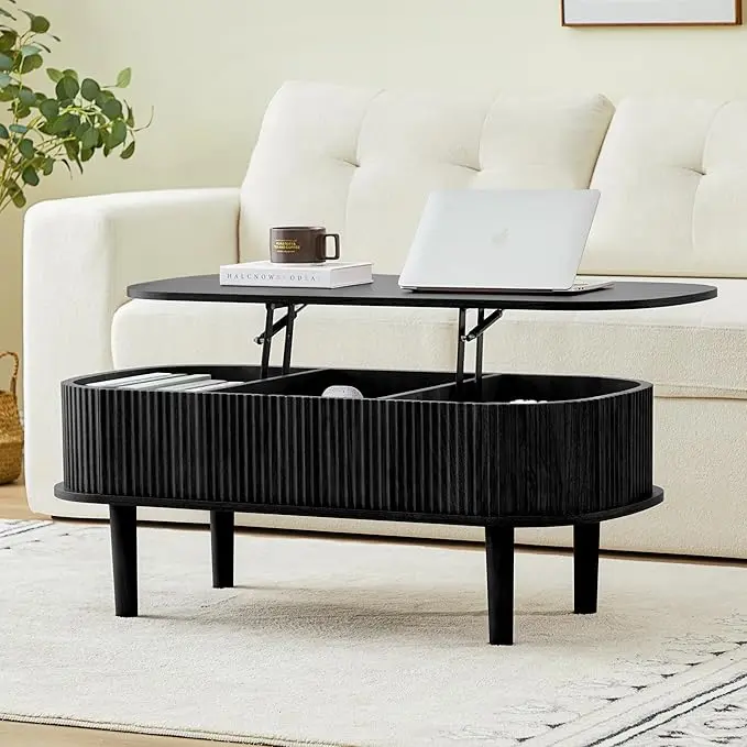 Fully Assembled Fluted Lift Top Coffee Table