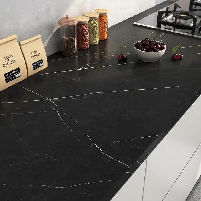 FunStick 24"x200" Matte Black Marble Contact Paper