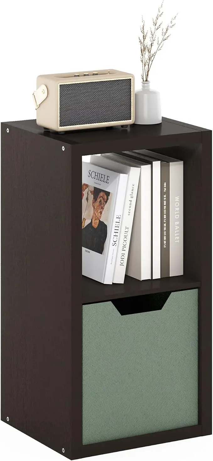 Furinno CUBICLE Book Shelf, 2-Cube Bookshelf, Extra Thick Frame Horizontally &