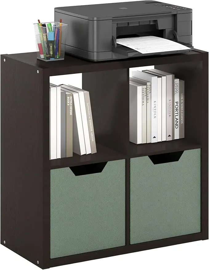 Furinno CUBICLE Book Shelf, 4-Cube Bookshelf, Extra Thick Frame Reversible