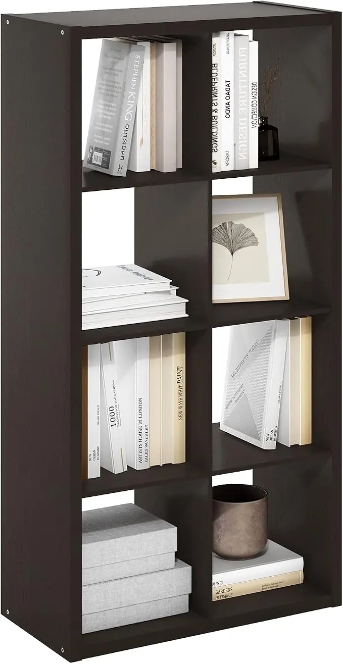 Furinno CUBICLE Book Shelf, 8-Cube Bookshelf, Extra Thick Frame Horizontally &
