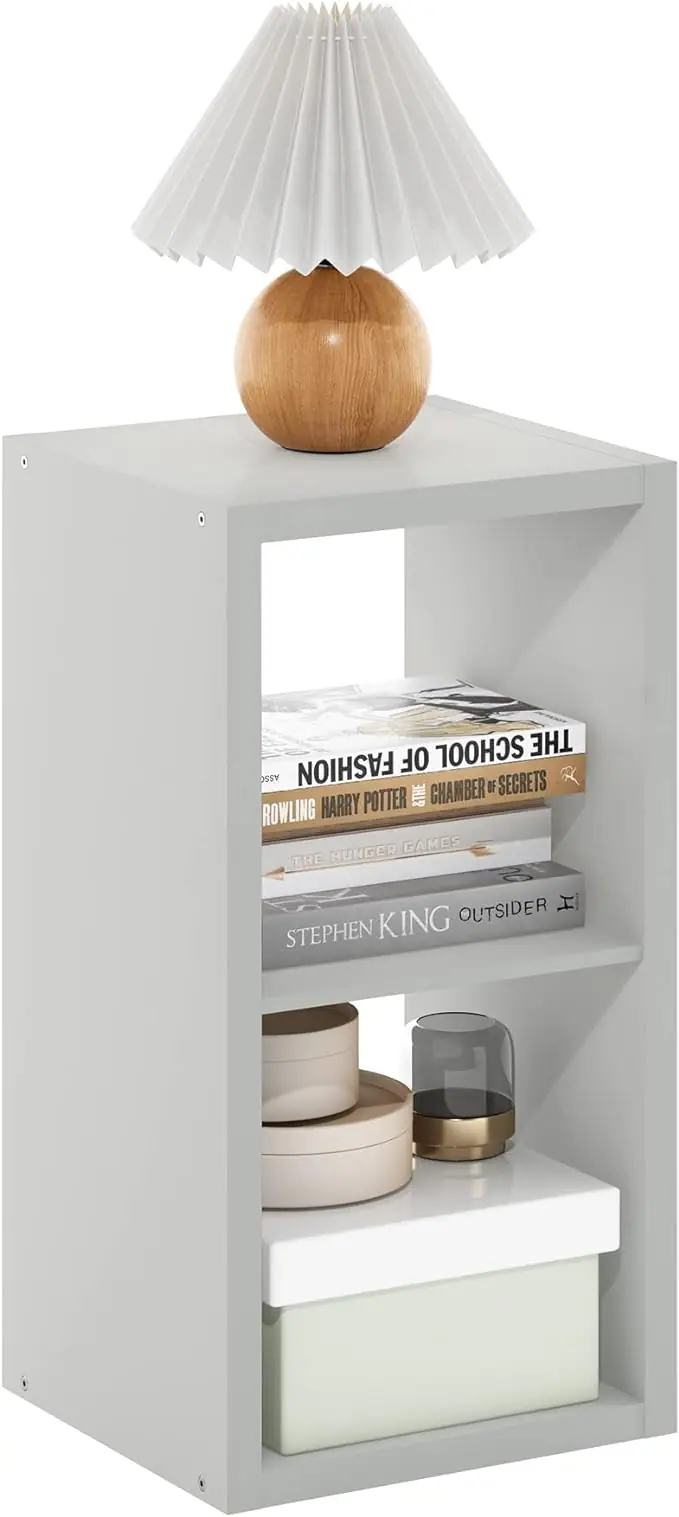 Furinno Cubicle Open Back Decorative Cube Storage Organizer, Light Grey