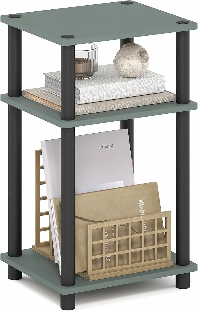 Furinno JUST Side Table, 3-Tier End Table, Open Shelves Night Stand, Bedside