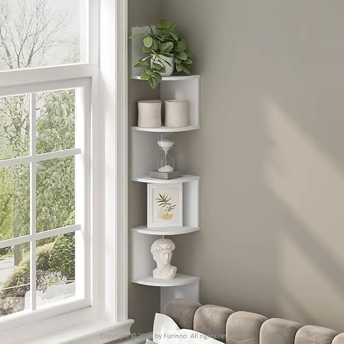 Furinno Rossi 5-Tier Floating Corner Shelf