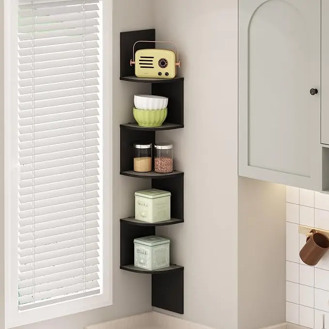 Furinno Rossi 5-Tier Floating Corner Shelf