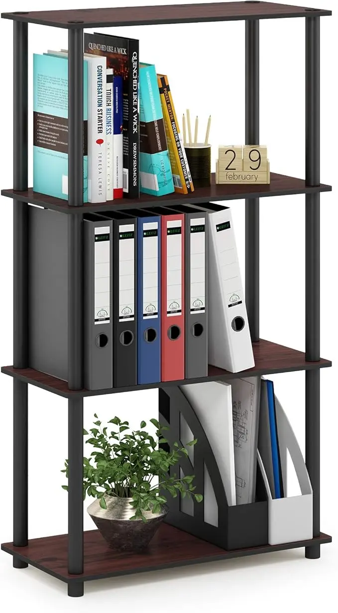 Furinno Turn-N-Tube 4-Tier Multipurpose Shelf Display Rack, Round Tubes