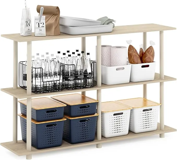 Furinno Turn-N-Tube No Tools 3-Tier Rectangle Side Display Rack, Bauhaus