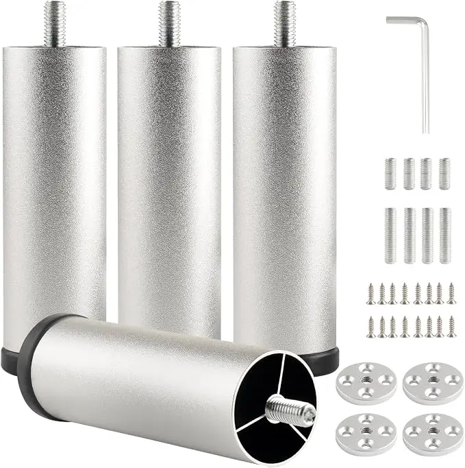 Furniture Support Legs Silver 4.7 Inch Couch Legs Screw in M8 Replacement End