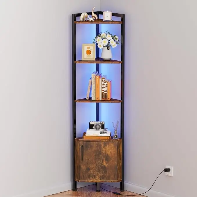 Furnulem Corner Shelf, 5-Tier Corner Cabinet