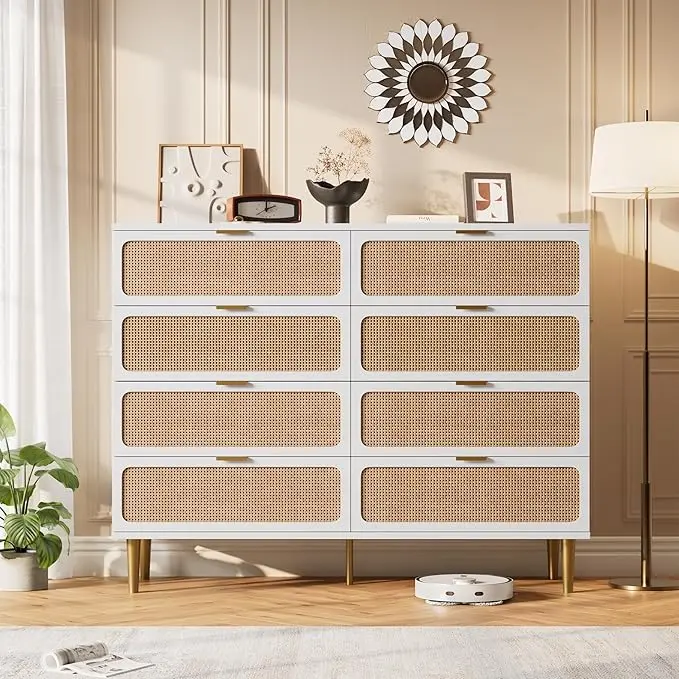 GarveeHome Rattan 8 Drawer Dressers
