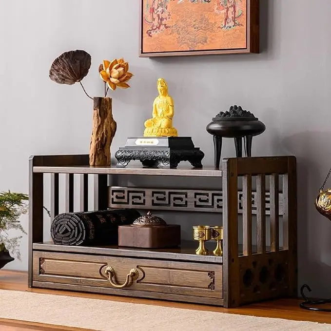Gdrasuya10 Walnut Meditation Table Altar Table, Floor Table