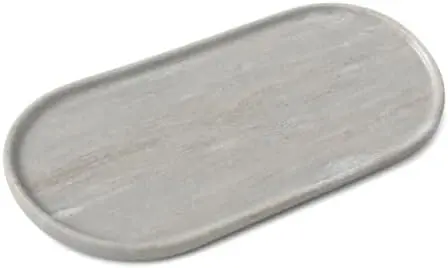Genuine 100% Natural Marble Tray, Luxury Light Grey Stone Vanity Tray