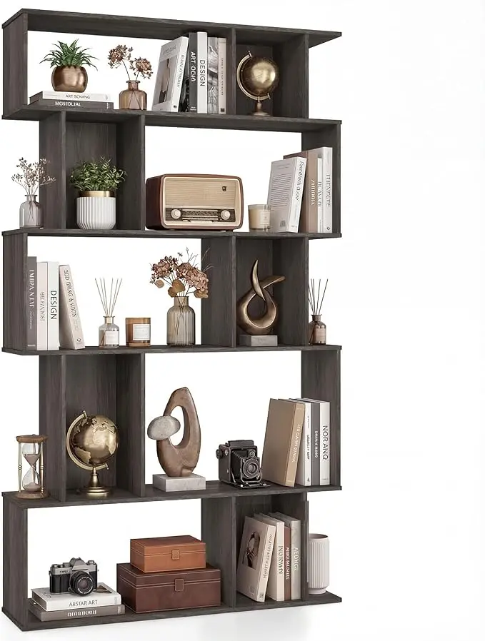 Giantex 5-Tier Bookshelf, 10-Cube Geometric Book Case