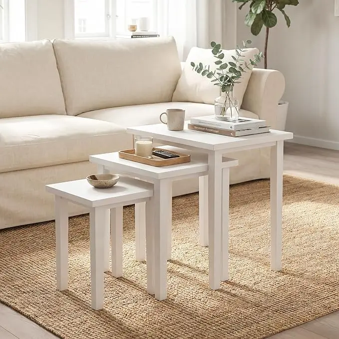 Giantex Nesting Tables Set of 3, Farmhouse Stacking Side Table